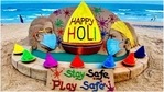 Sudarsan Pattnaik shares sand art for Holi(Twitter/ sudarsansand) Sudarsan Pattnaik shares sand art for Holi(Twitter/ sudarsansand)