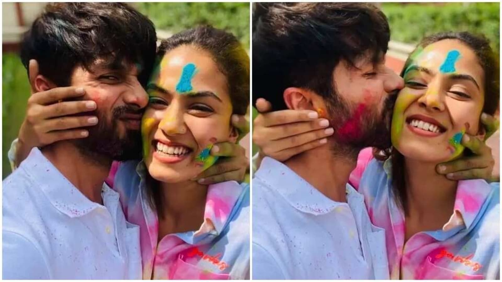 Happy Holi: Shahid Kapoor and Mira Rajput kiss and cuddle, are drenched