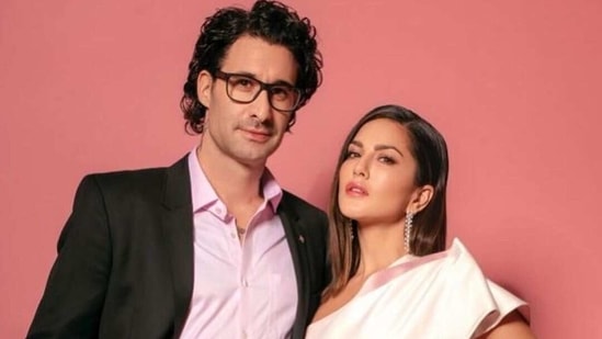 Sunny Leone poses with husband Daniel Weber.