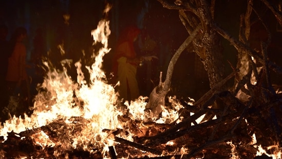 Holika Dahan marks the beginning of two-day Holi celebrations.(Sunil Ghosh/HT File Photo) Holika Dahan marks the beginning of two-day Holi celebrations.(Sunil Ghosh/HT File Photo)