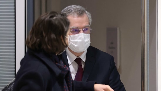 The financial director of Servier pharmaceutical laboratories, Olivier Laureau looks on at Paris' courthouse, in Paris, on March 29, 2021. (AFP) The financial director of Servier pharmaceutical laboratories, Olivier Laureau looks on at Paris' courthouse, in Paris, on March 29, 2021. (AFP)