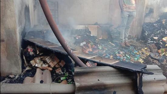 The spot where the fire broke out, which claimed the lives of four persons in Mokhada. (HT Photo)