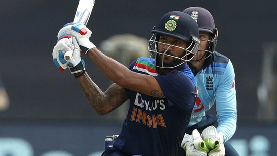 Shikhar Dhawan plays a sweep shot. (BCCI) Shikhar Dhawan plays a sweep shot. (BCCI)