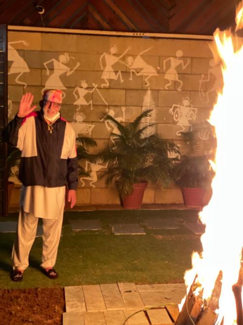 Amitabh Bachchan during 'Holika Dahan' on Sunday. (srbachchan.tumblr.com) Amitabh Bachchan during 'Holika Dahan' on Sunday. (srbachchan.tumblr.com)