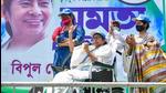 West Bengal Chief Minister Mamata Banerjee addresses a rally on the last day of the campaign for the second phase of assembly polls in Nandigram on Tuesday. (PTI PHOTO.)