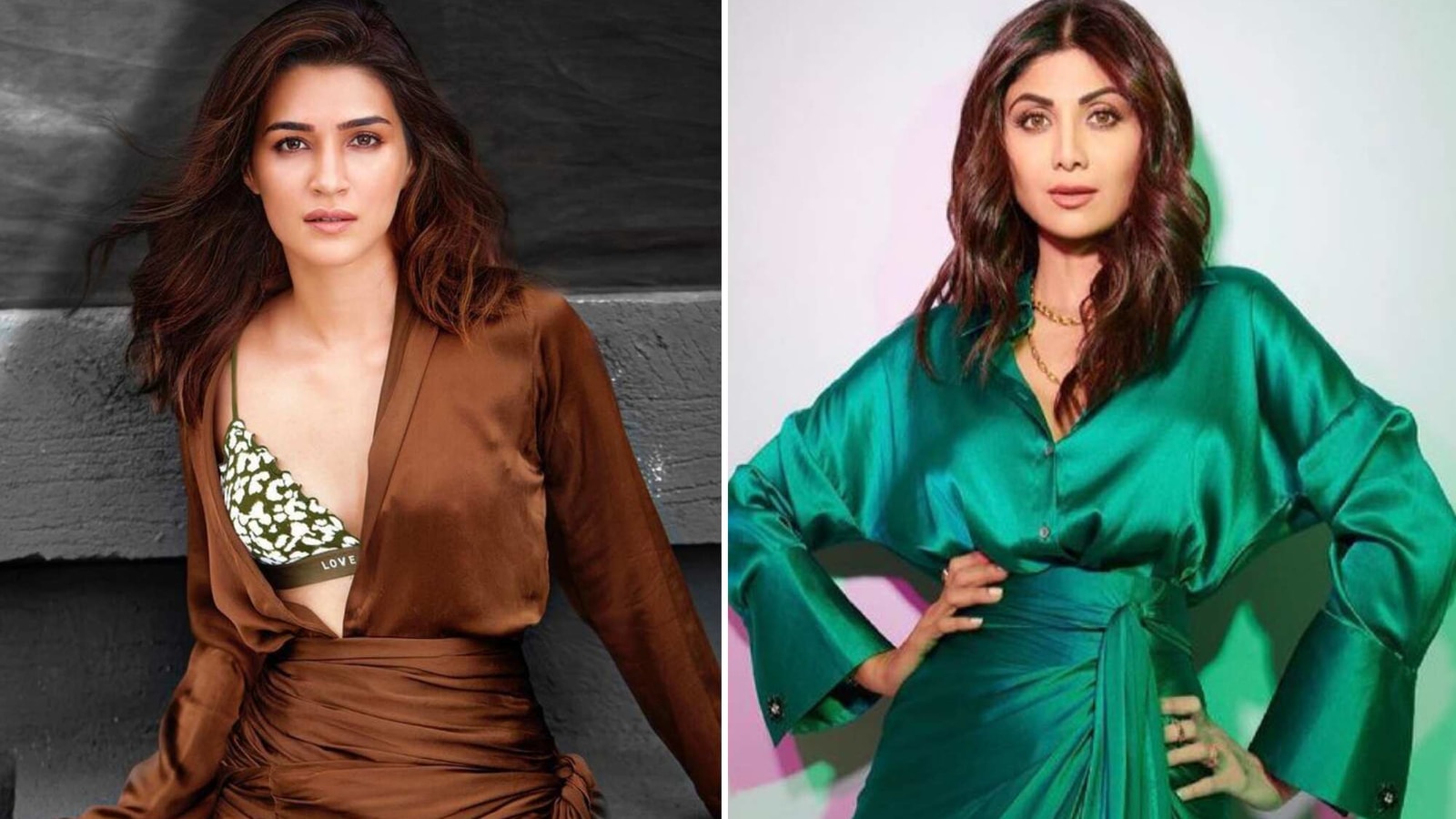 1600px x 900px - Kriti Sanon or Shilpa Shetty? Who wore the satin wrap skirt and shirt  better | Fashion Trends - Hindustan Times