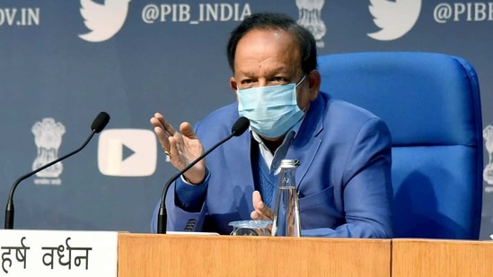 Union health minister Dr. Harsh Vardhan addressing a press conference.(ANI)