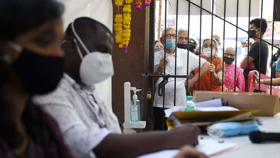 Vaccination for senior citizens going on at a hospital in Mumbai. (PTI) Vaccination for senior citizens going on at a hospital in Mumbai. (PTI)