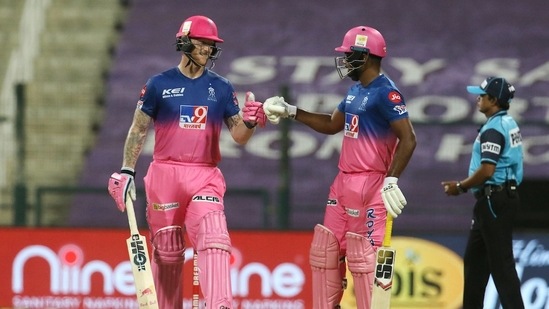 Ben Stokes and Sanju Samson (right) of Rajasthan Royals.(Twitter)