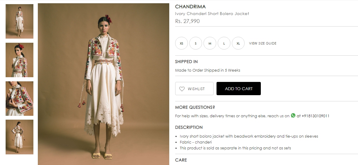 Prachi Desai's short Bolero jacket from Chandrima (ogaan.com)