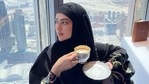 Sana Khan enjoying gold-plated coffee at Burj Khalifa. Sana Khan enjoying gold-plated coffee at Burj Khalifa.