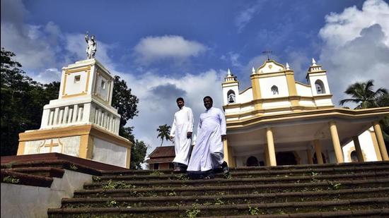Guardian Angel Church, Curchorem, Goa which cemetery has been vandalisation wherein crosses, tombs and niches were destroyed including a big concrete cross on top of the entrance arch. Goa, India - July 25, 2017: : Special story on recent incidents of desecration of religious places (Graves and churches) in Goa , India, on Tuesday, July 25, 2017. (Photo by Ajay Aggarwal/Hindustan Times) (Ajay Aggarwal/HT PHOTO) Guardian Angel Church, Curchorem, Goa which cemetery has been vandalisation wherein crosses, tombs and niches were destroyed including a big concrete cross on top of the entrance arch. Goa, India - July 25, 2017: : Special story on recent incidents of desecration of religious places (Graves and churches) in Goa , India, on Tuesday, July 25, 2017. (Photo by Ajay Aggarwal/Hindustan Times) (Ajay Aggarwal/HT PHOTO)