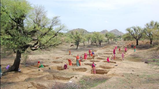 Water harvesting works in Rajsamand. (Photo credit: Foundation for Ecological Security)