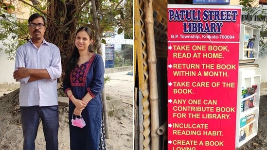 The image shows the couple and their street library. (Facebook/Patuli Street Library) The image shows the couple and their street library. (Facebook/Patuli Street Library)