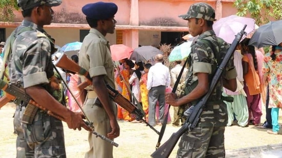 One constable and one home guard will also be deployed at each polling station. Besides this, sector and zonal police officers are continually monitoring the security situation.(HT PHOTO.) One constable and one home guard will also be deployed at each polling station. Besides this, sector and zonal police officers are continually monitoring the security situation.(HT PHOTO.)