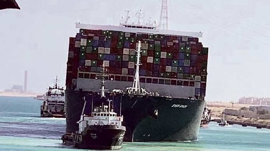 The ‘Ever Given’ ship after it was fully floated in Suez Canal, Monday.reuters (MINT_PRINT) The ‘Ever Given’ ship after it was fully floated in Suez Canal, Monday.reuters (MINT_PRINT)