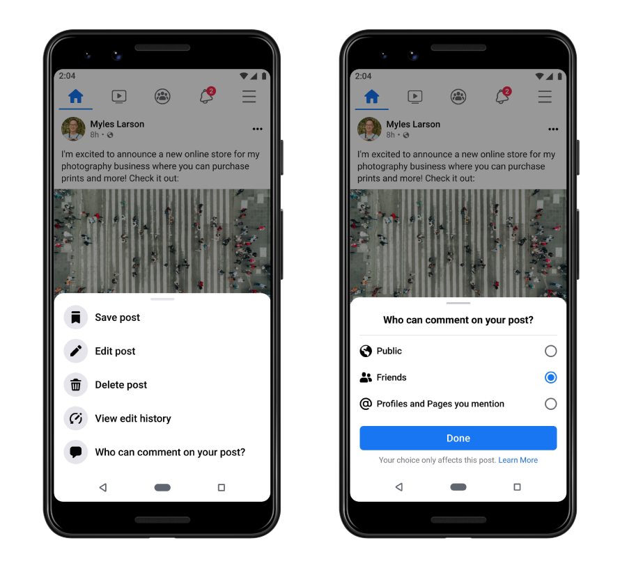 Facebook said that the control option is aimed at helping users feel safe and engage in more meaningful conversations with their community. (Facebook) Facebook said that the control option is aimed at helping users feel safe and engage in more meaningful conversations with their community. (Facebook)