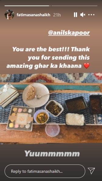 Anil Kapoor sends 'ghar ka khaana' to Fatima Sana Shaikh.