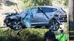 FILE - In this Feb. 23, 2021, file photo a crane is used to lift a vehicle following a rollover accident involving golfer Tiger Woods, in the Rancho Palos Verdes suburb of Los Angeles. The Los Angeles County sheriff says detectives have determined what caused Woods to crash his SUV last month in Southern California but would not release details on Wednesday, March 31, 2021, citing privacy concerns for the golf star.(AP) FILE - In this Feb. 23, 2021, file photo a crane is used to lift a vehicle following a rollover accident involving golfer Tiger Woods, in the Rancho Palos Verdes suburb of Los Angeles. The Los Angeles County sheriff says detectives have determined what caused Woods to crash his SUV last month in Southern California but would not release details on Wednesday, March 31, 2021, citing privacy concerns for the golf star.(AP)