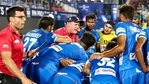 Graham Reid with players of the Indian national hockey team. (Hockey India) Graham Reid with players of the Indian national hockey team. (Hockey India)