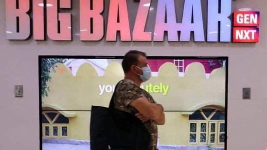 A man walks inside the Big Bazaar retail store in Mumbai, India.(Reuters)