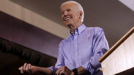 Then Democratic US presidential candidate Joe Biden rolls up his sleeves as he addresses union workers at the Teamsters Local 249 hall during his first public event since announcing his bid for the 2020 Democratic presidential nomination in Pittsburgh, Pennsylvania, April 29, 2019. (Reuters)