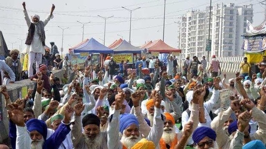 Farmers have been camping at several border points in Delhi for more than four months, seeking a repeal of the farm laws, which were cleared by Parliament in September last year. (Sakib Ali/HT file photo)