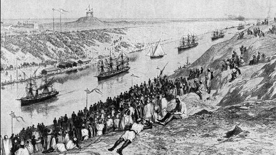 The opening of the Suez Canal as pictured in 1869. (HT PHOTO)