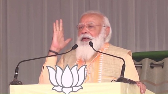 PM Modi addressing a rally in Assam's Kokrajhar on Thursday. (Photo: BJP4India/ Twitter) PM Modi addressing a rally in Assam's Kokrajhar on Thursday. (Photo: BJP4India/ Twitter)