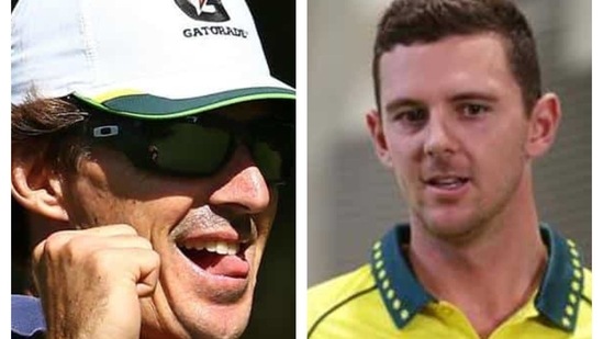 Brad Hogg and Josh Hazlewood. (File) Brad Hogg and Josh Hazlewood. (File)