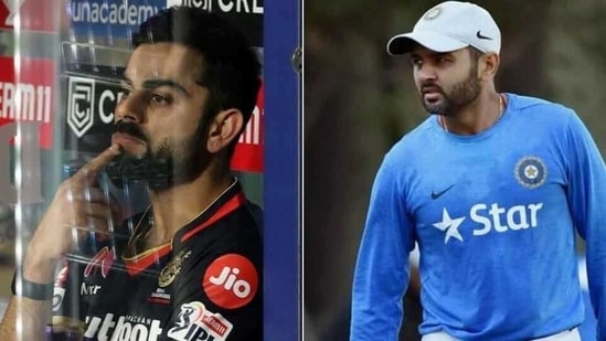 RCB skipper Virat Kohli (R), former Indian wicketkeeper-batsman Parthiv Patel(HT Collage)