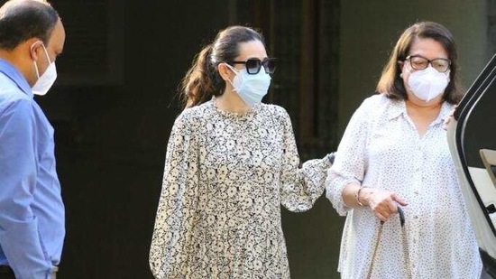 Karisma Kapoor and her mother Babita seen at Bandra.