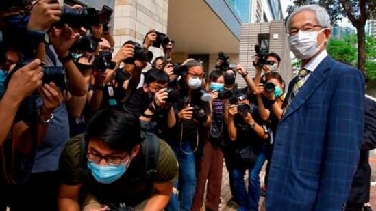 Martin Lee was among 15 prominent democracy activists accused last year of participating in a historic, but unauthorised, march on Aug. 18, 2019. (AP Photo/Vincent Yu)(AP)