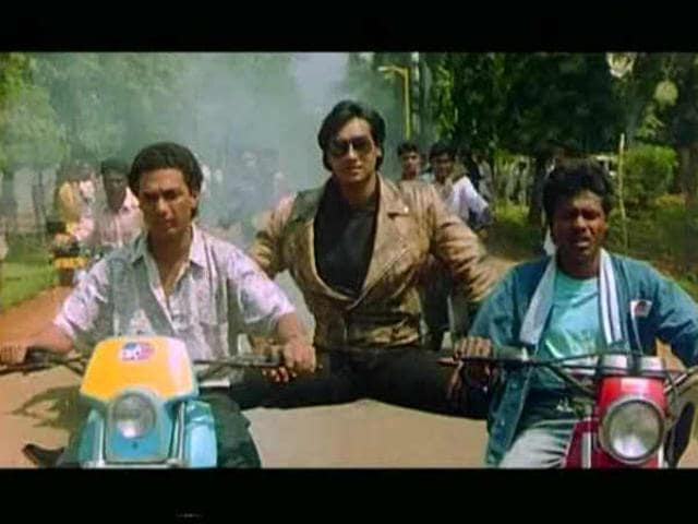 Actor Ajay Devgn in a still from his debut film Phool Aur Kaante. Actor Ajay Devgn in a still from his debut film Phool Aur Kaante.