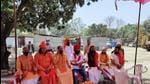 Additional Kumbh mela officer Harbeer Singh being welcomed by Bairagi Akhada seers on Friday in Haridwar. (Rameshwar Gaur) Additional Kumbh mela officer Harbeer Singh being welcomed by Bairagi Akhada seers on Friday in Haridwar. (Rameshwar Gaur)