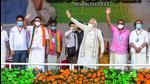 Prime Minister Narendra Modi waves to the crowd during an election rally for the Kerala assembly polls at Konni in Pathanamthitta district on Friday. (PTI PHOTO.) Prime Minister Narendra Modi waves to the crowd during an election rally for the Kerala assembly polls at Konni in Pathanamthitta district on Friday. (PTI PHOTO.)