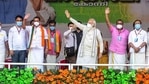Prime Minister Narendra Modi waves to the crowd during an election rally for the Kerala assembly polls at Konni in Pathanamthitta district on Friday. (PTI) Prime Minister Narendra Modi waves to the crowd during an election rally for the Kerala assembly polls at Konni in Pathanamthitta district on Friday. (PTI)