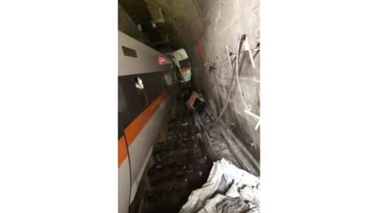 A train partially derailed along Taiwan’s east coast Friday, injuring an unknown number of passengers and causing 41 fatalities. (AP) A train partially derailed along Taiwan’s east coast Friday, injuring an unknown number of passengers and causing 41 fatalities. (AP)