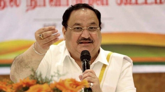 BJP national president JP Nadda on Friday hit out at the Congress party over its alliance with the Left parties in the assembly elections. (PTI) (HT_PRINT) BJP national president JP Nadda on Friday hit out at the Congress party over its alliance with the Left parties in the assembly elections. (PTI) (HT_PRINT)