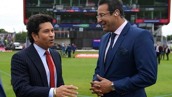 Sachin Tendulkar and Wasim Akram during the 2019 World Cup. (Getty Images)