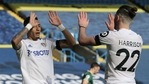 Raphinha and Jack Harrison celebrate a goal. (Leeds United/Twitter) Raphinha and Jack Harrison celebrate a goal. (Leeds United/Twitter)