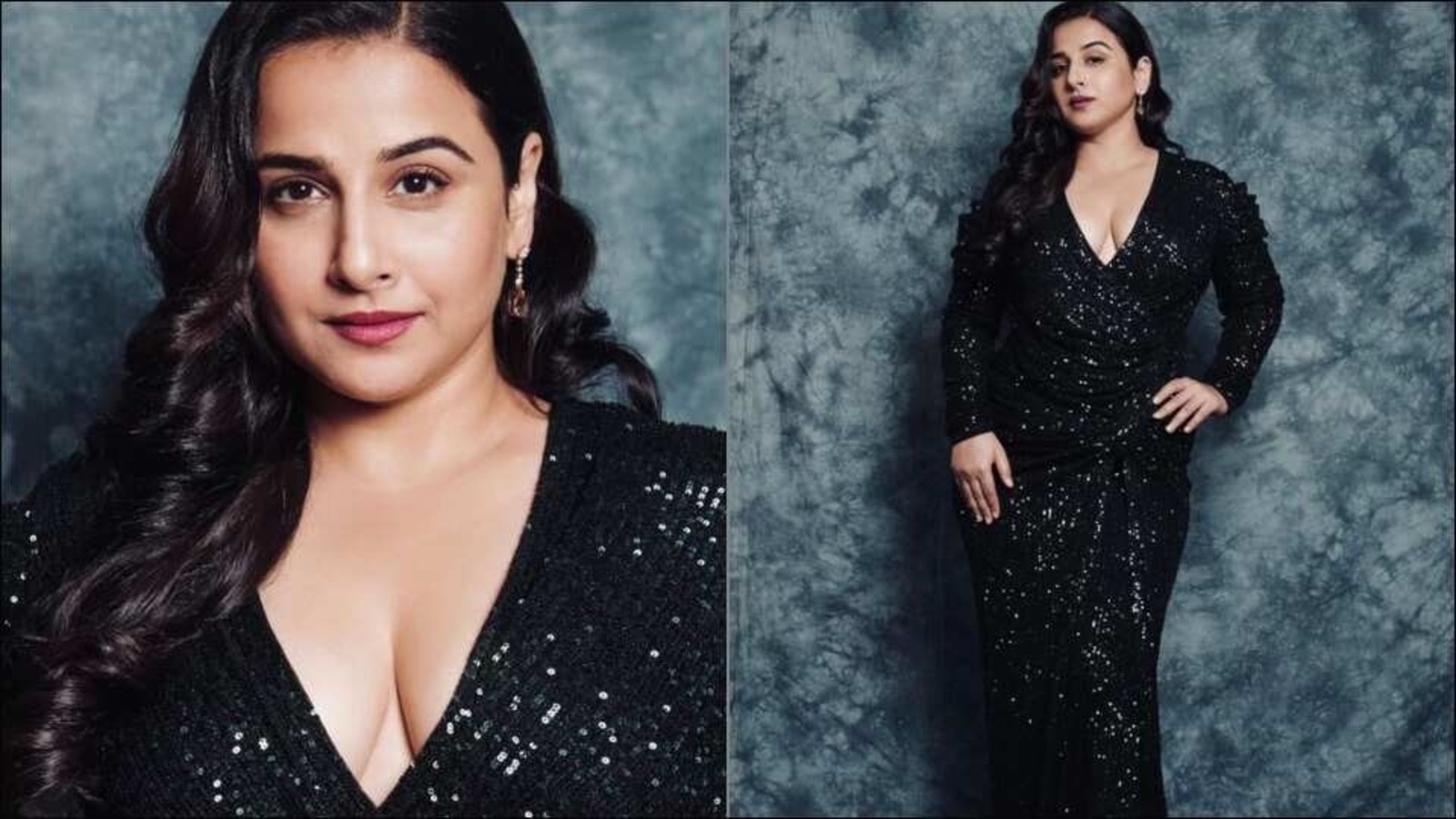 Vidya balan rocks a sultry glam look in sequin teal gown and we are in awe