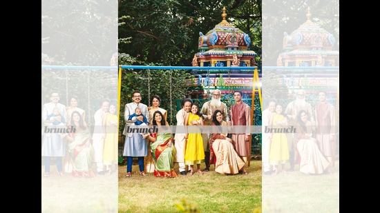 (From left to right) Dr Narayana, his son, Agni and wife, Dr Shabala Paul, Kavita Krishnamurti (seated), L Subramaniam, Mahiti (in front of him), Sandeep Nayak, Bindu (seated) and Ambi; Hair and make-up: Jean-Claude Biguine; Outfits for the entire family: House of Angadi (Prabhat Shetty)