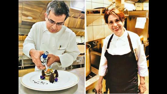 Arun Sundararaj, the Executive Chef at the Delhi Taj (left) uses fish dipped in a batter of maida, whereas, Chef Julia Carmen Desa (right) uses semolina (rava) to coat her fish Arun Sundararaj, the Executive Chef at the Delhi Taj (left) uses fish dipped in a batter of maida, whereas, Chef Julia Carmen Desa (right) uses semolina (rava) to coat her fish