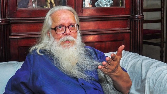 Former ISRO scientist Nambi Narayanan speaks to media, in Thiruvananthapuram in this file picture from 2018. (PTI File Photo) Former ISRO scientist Nambi Narayanan speaks to media, in Thiruvananthapuram in this file picture from 2018. (PTI File Photo)