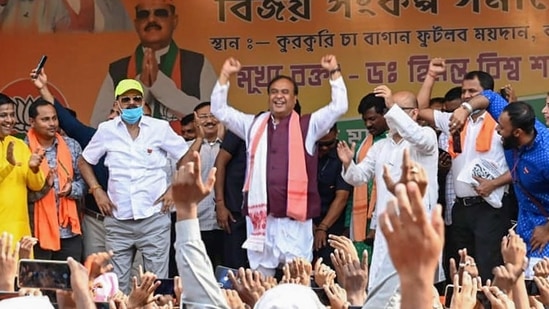 Senior BJP leader and Assam Finance Minister Himanta Biswa Sarma addresses a rally in Katigora in Assam’s Cachar district in this file picture from March 27. Senior BJP leader and Assam Finance Minister Himanta Biswa Sarma addresses a rally in Katigora in Assam’s Cachar district in this file picture from March 27.