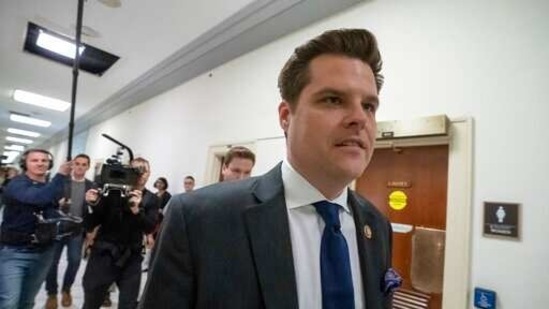 Matt Gaetz walks past the House Oversight hearing on Capitol Hill in Washington. (AP / File)