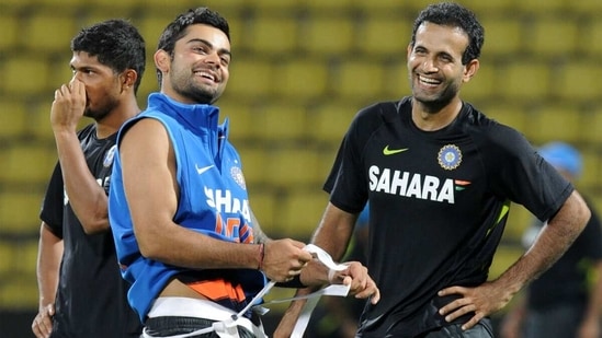 Irfan Pathan (R) and a young Virat Kohli in 2012. (Getty Images)