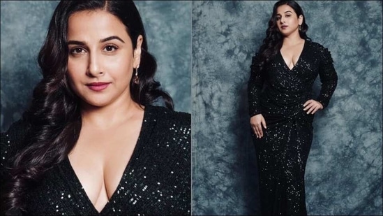 Vidya Balan rocks a sultry glam look in sequin teal gown and we are in awe