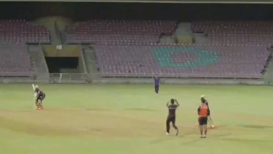 Andre Russell during KKR's practice game (screengrab)(Twitter)